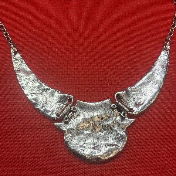 Oval Gangle Bib Collar Necklace Earrings Jewelry Set Boho Statement Metal Tribal - Picture 13 of 16